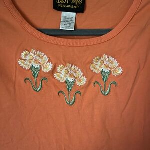 Bob Mackie Terracotta Floral Embroidered Top
